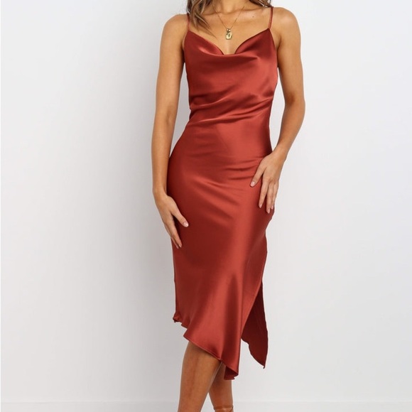 Petal & Pup Rust colored Satin Dress Size 8 - Picture 3 of 13